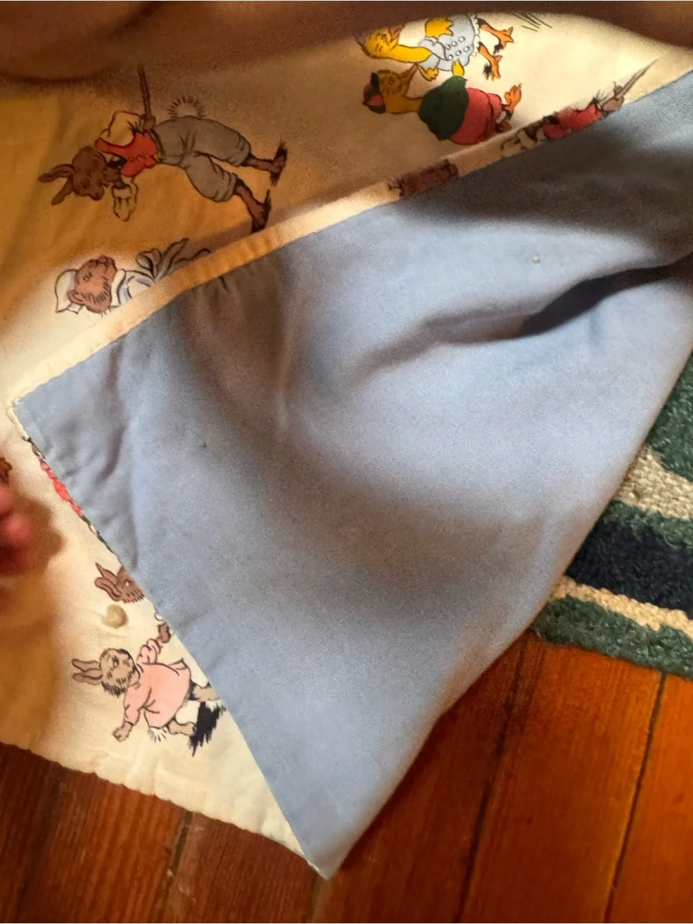 Vintage rare Children's Storybook Print crib blanket bedding